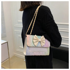 Rainbow Bowtie Crossbody Bag Chain Purse