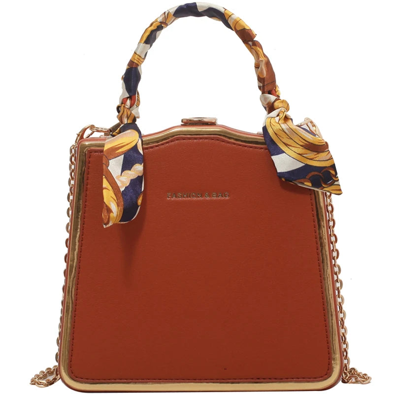 PU Leather Crossbody Sling Bag For Women Handbags With Chain Long Belt