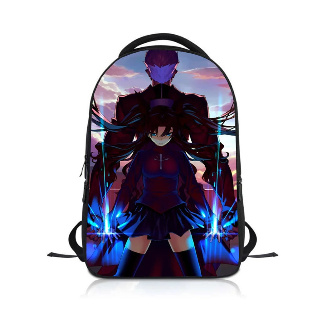 Anime fate stay night Students Backpack School Bag Children Cartoon Knapsack