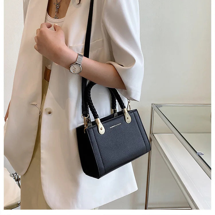 Small Braided Shopper Tote Bag Women's Crossbody Shoulder Bag