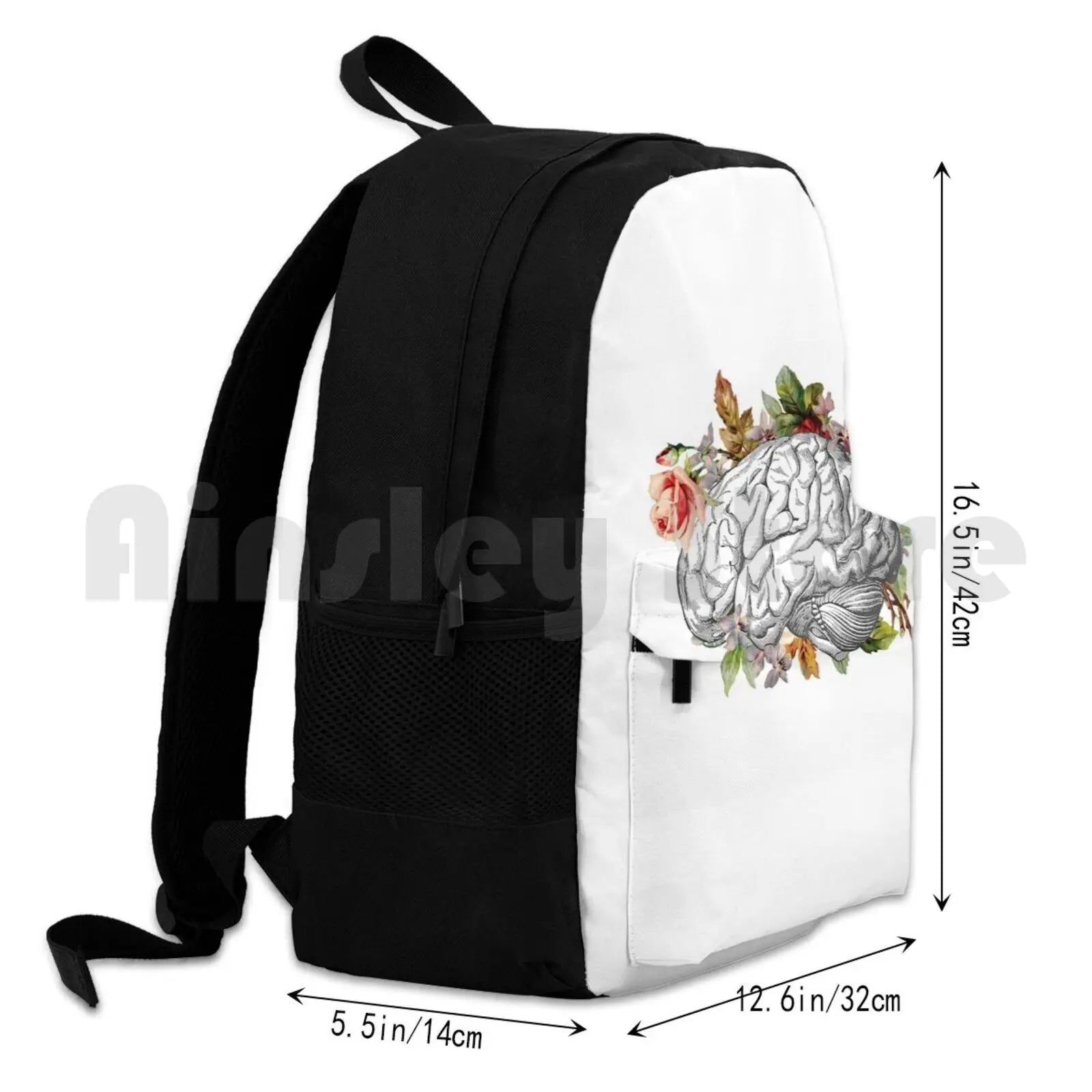 Brain With Flowers Outdoor Hiking Backpack Waterproof Camping Travel