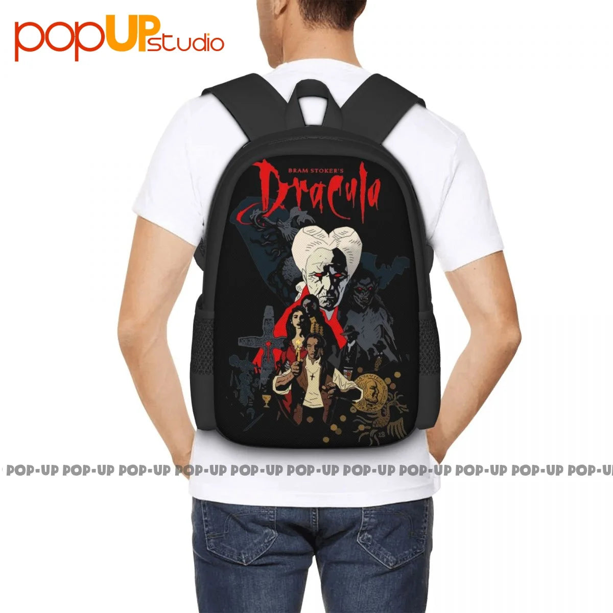 Vintage Style Dracula Art Fiction Backpack - Large Capacity Gym Tote Bag