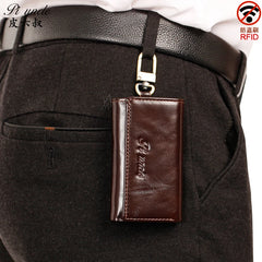 Leather Key Case Men Car Key Holder Zipper Wallet Top Male Man Housekeeper