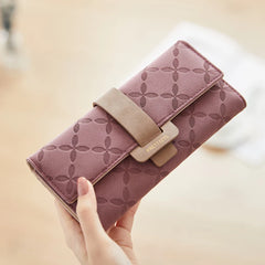 Flower Long Wallet PU Leather Women Wallets Purse Trifold Clutches