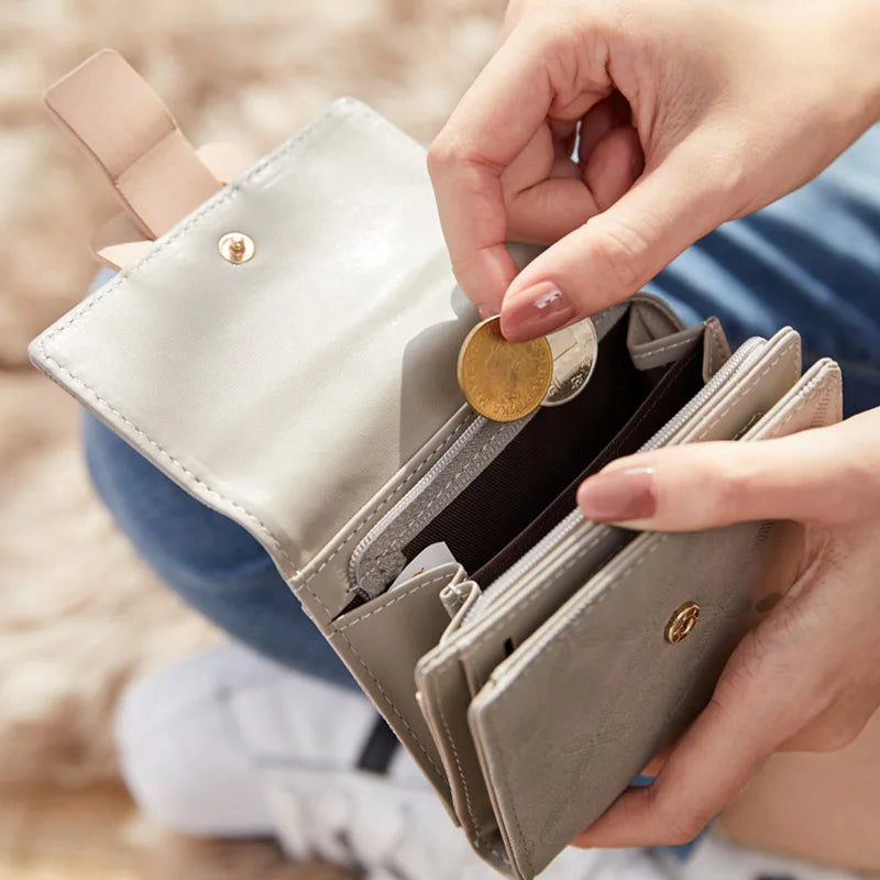 Flower Short Wallet Women PU Leather Female Wallets Purse