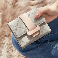 Flower Short Wallet Women PU Leather Female Wallets Purse