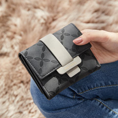 Flower Short Wallet Women PU Leather Female Wallets Purse
