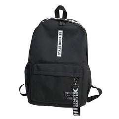 College Style Backpack Big Girls Bag Letter Ribbon Travel Backpack