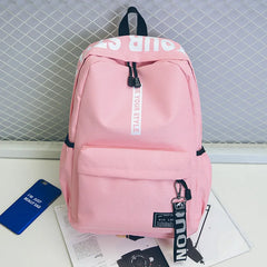 College Style Backpack Big Girls Bag Letter Ribbon Travel Backpack