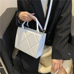 Women's PU Leather Crossbody Bag Plaid Shoulder Tote