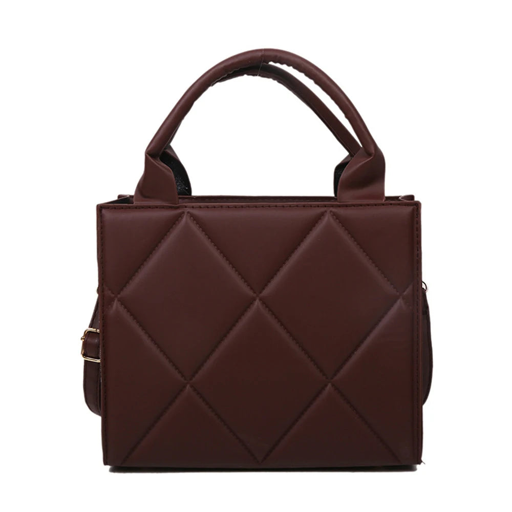 Women's PU Leather Crossbody Bag Plaid Shoulder Tote