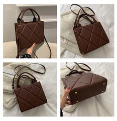 Women's PU Leather Crossbody Bag Plaid Shoulder Tote