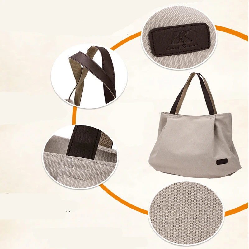 Canvas Tote Bag Women Casual Handbag Shopping Shoulder Bag Large Capacity