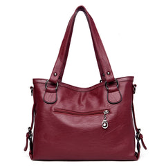 Casual Leather Clutch Women Zipper Soft Handbag Solid Shoulder Bags Pu