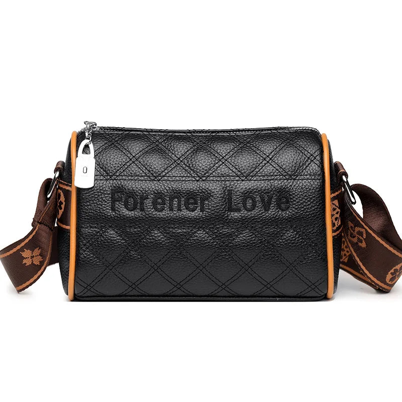 Casual Diamond Lattice Crossbody Handbags Women's Leather Shoulder Messenger Bag