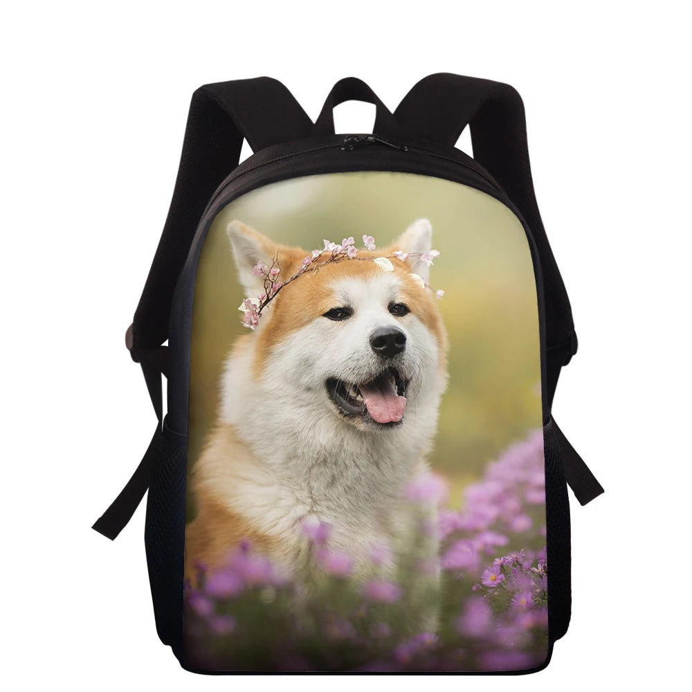 Customized Backpack Dog Printed School Bag for Girls Boys Book Bag 15 Inch