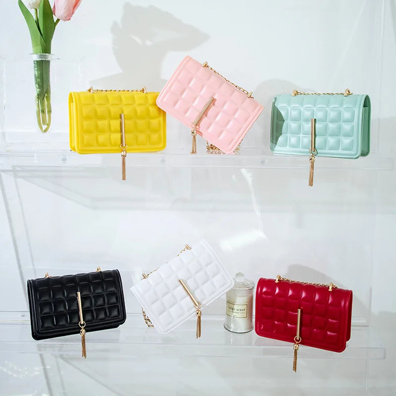 Ladies Square Jelly Shoulder Bag PVC Messenger Handbag