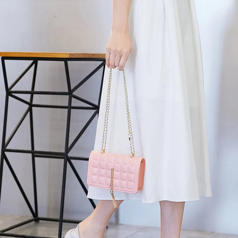 Ladies Square Jelly Shoulder Bag PVC Messenger Handbag