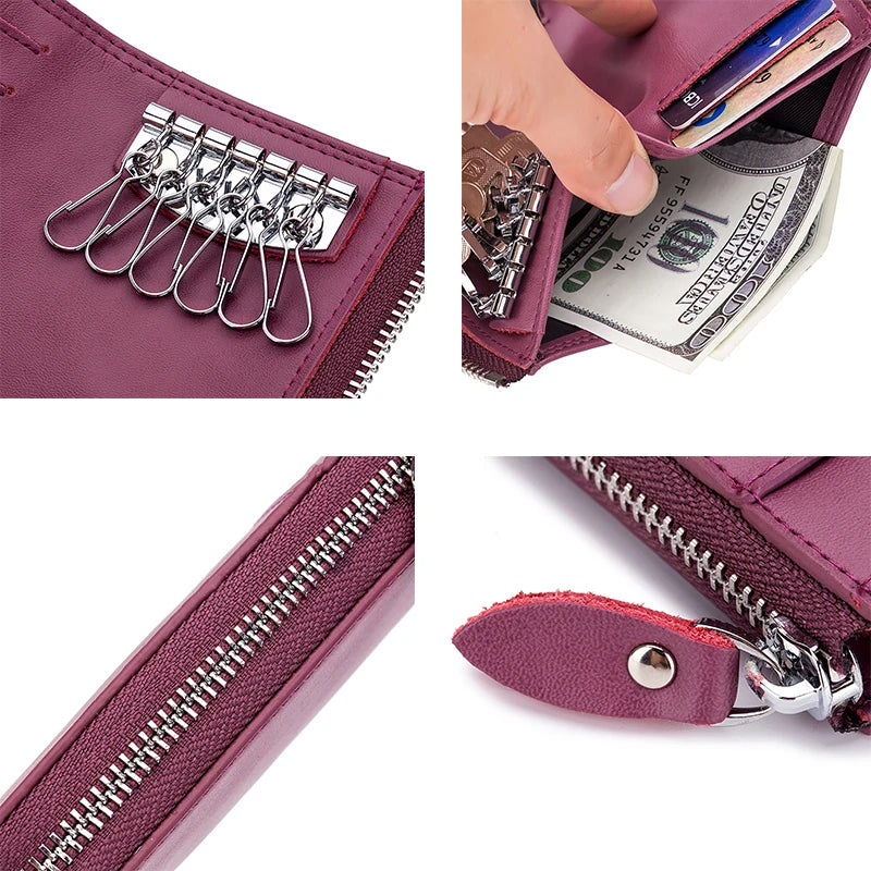 Premium Leather Women Minimalist Key Holder Case Keychains