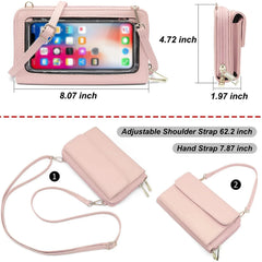 RFID Smart Cellphone Wallet Women Small Shoulder Bag with Transparent Window
