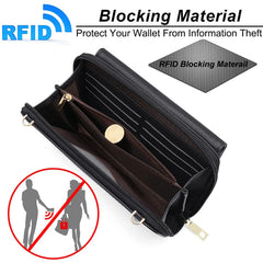 RFID Smart Cellphone Wallet Women Small Shoulder Bag with Transparent Window