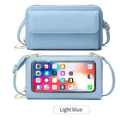 RFID Smart Cellphone Wallet Women Small Shoulder Bag with Transparent Window