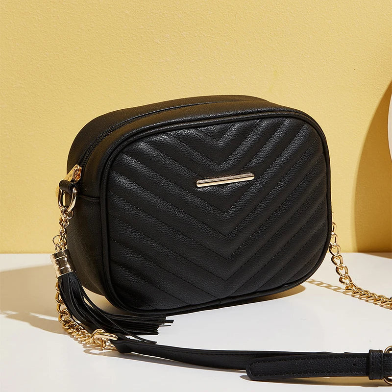 Quilted Shoulder Crossbody Bags Tassel Messenger Bags Small Chain Handbags