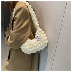 Canvas Crossbody Bag Half Moon Handbag for Women