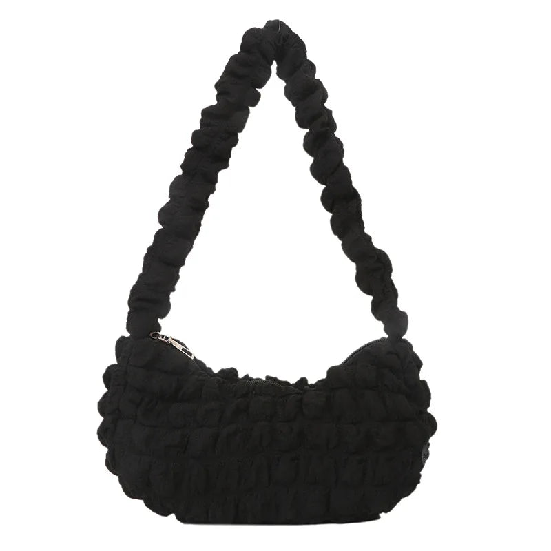 Canvas Crossbody Bag Half Moon Handbag for Women
