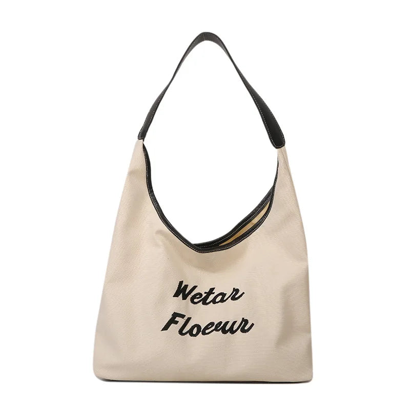 Canvas Women's Shoulder Bag Half Moon Handbag