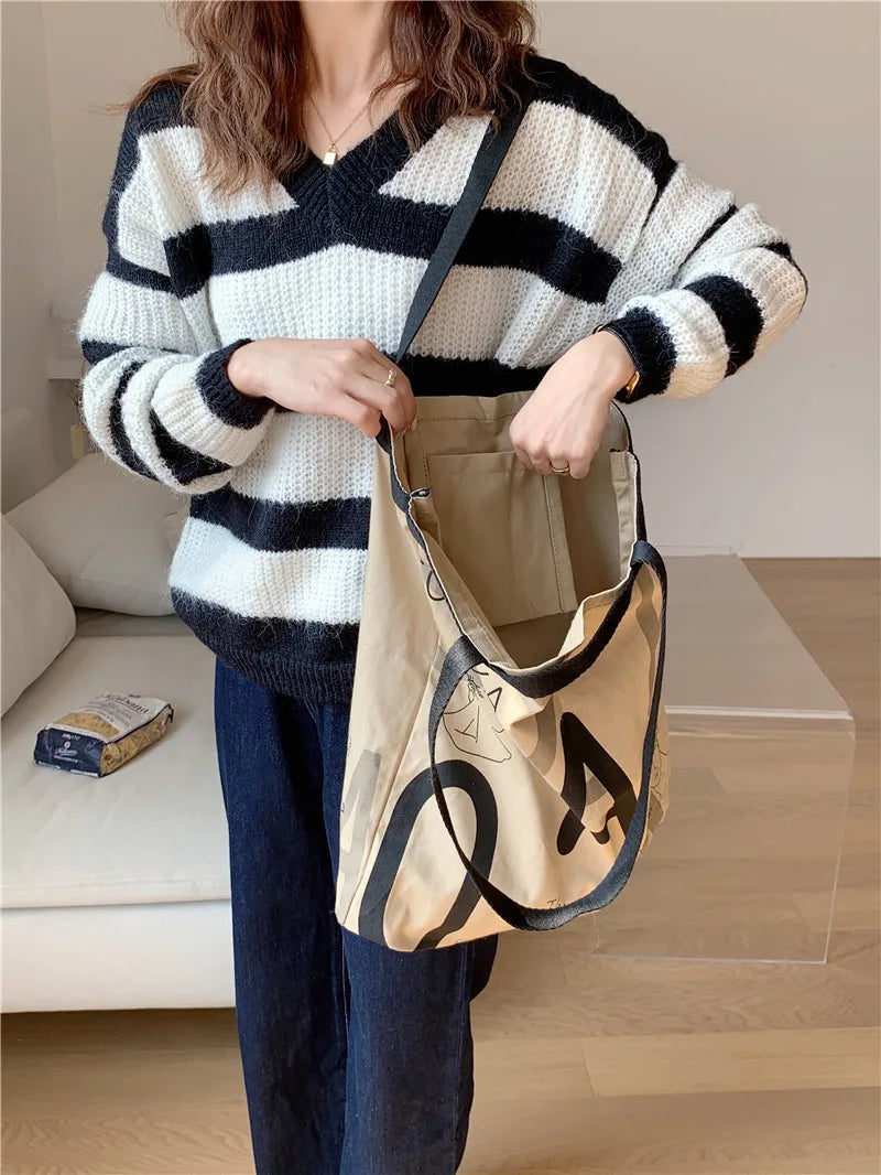 Canvas Women's Shoulder Bag Large Handbag