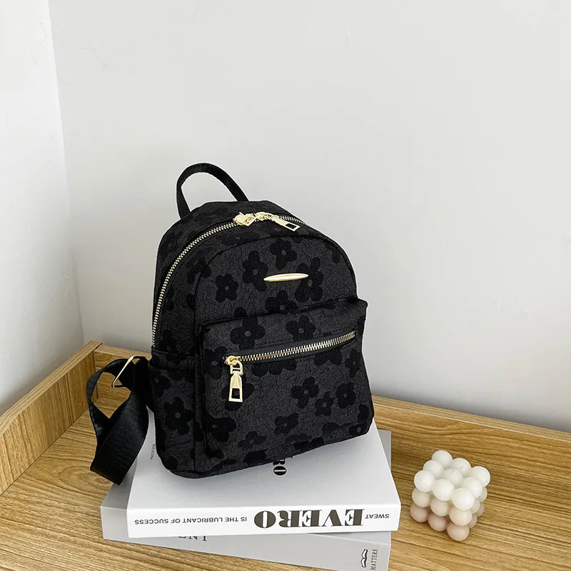 Canvas Women's Backpack Floral School Bag Travel Bag
