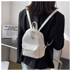 Canvas Women's Backpack Tassel Small Square School Bag Travel Bag