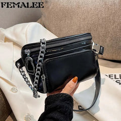 Women's Patent Leather Chest Bag Chains Handbag Travel Waist Pack