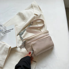 Women's Patent Leather Chest Bag Chains Handbag Travel Waist Pack
