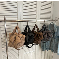 Cotton Women's Tote Bags Lady Shoulder Bag with Big Bow Nylon Handbags