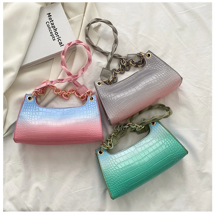 Crocodile Pattern Retro Handbag Small Crossbody Bag