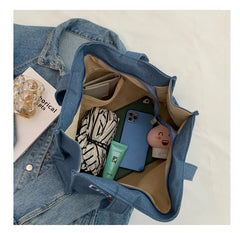 Denim Shoulder Bag Large Flap Handbag Women's Crossbody Bag