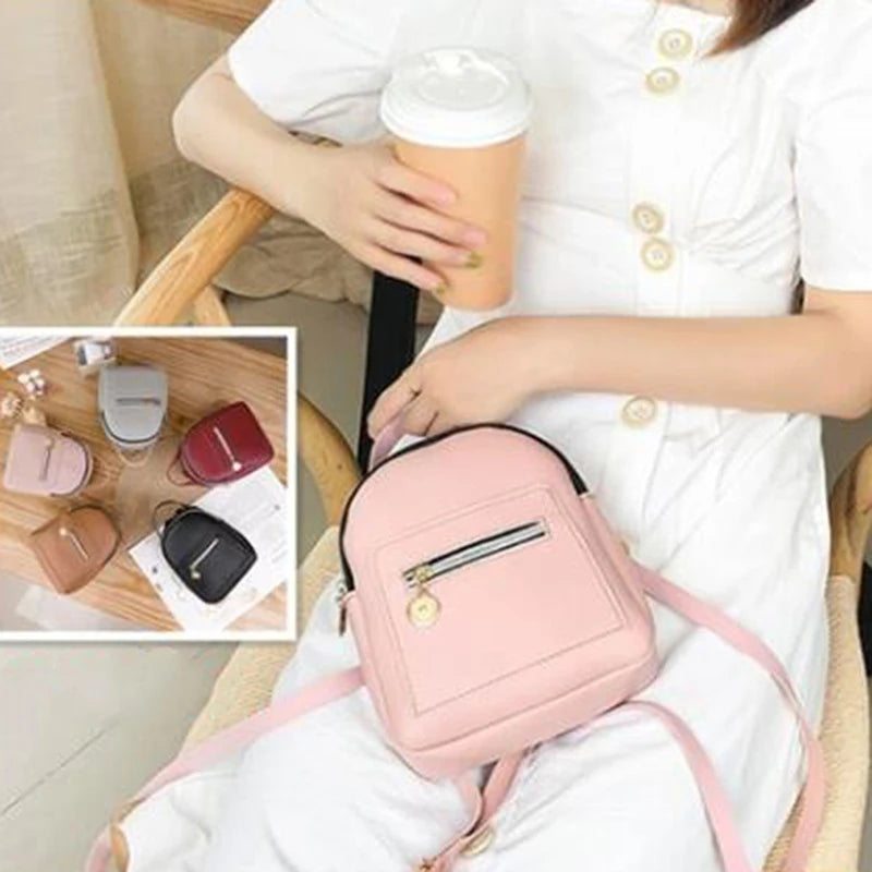 Women Mini Soft Touch Multi-Function Backpack Small Female Ladies