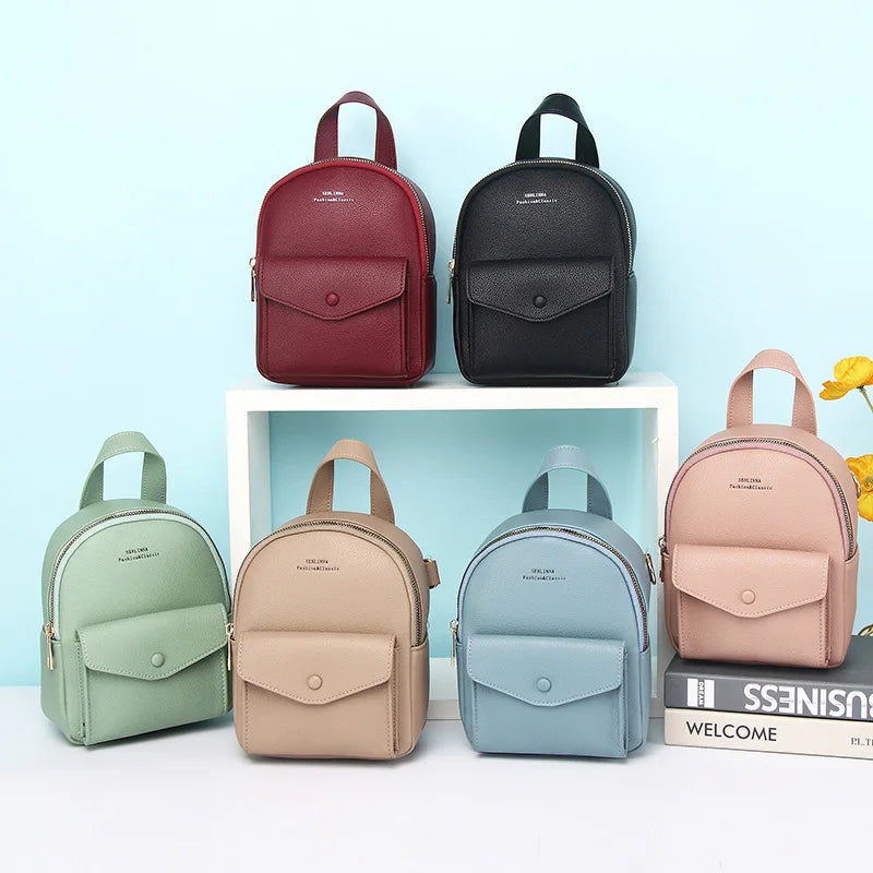 Women Mini Backpack Soft PU Leather High Capacity Shoulder Bag Purse