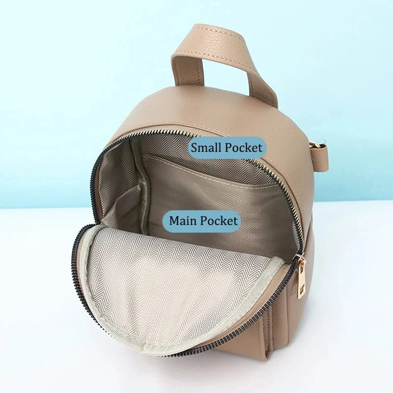 Women Mini Backpack Soft PU Leather High Capacity Shoulder Bag Purse