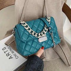 Women's Silver Chain Crossbody Bag Small Flap Handbag Shoulder Totes