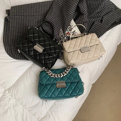 Women's Silver Chain Crossbody Bag Small Flap Handbag Shoulder Totes