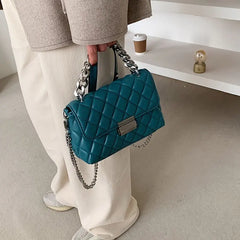 Women's Silver Chain Crossbody Bag Small Flap Handbag Shoulder Totes