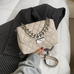 Women's Silver Chain Crossbody Bag Small Flap Handbag Shoulder Totes