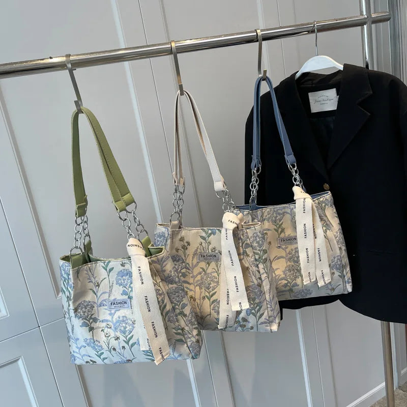 Floral Print Shoulder Bag Chain Crossbody Handbag