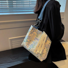 Floral Print Shoulder Bag Chain Crossbody Handbag