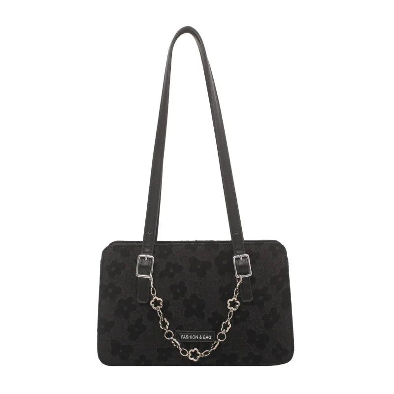 Floral Print Chain Crossbody Bag Large Handbag