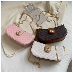 Floral Print Chain Handbag Large Square Crossbody Bag