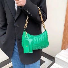 Floral Quilted Shoulder Bag Chain Crossbody Handbag